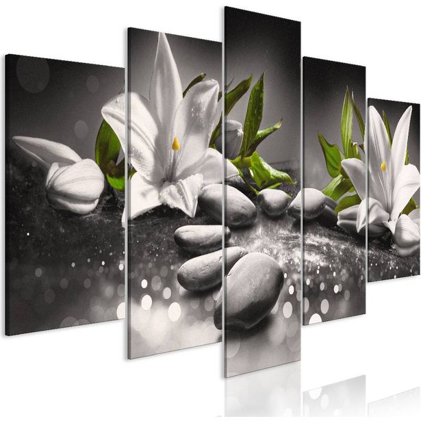 Canvas-taulu Artgeist Lilies and Stones Grey, eri kokoja