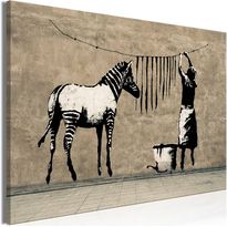 Canvas-taulu Artgeist Banksy: Washing Zebra on Concrete, eri kokoja