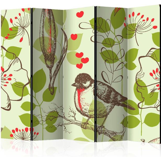 Sermi Artgeist Bird and lilies vintage pattern II, 225x172cm