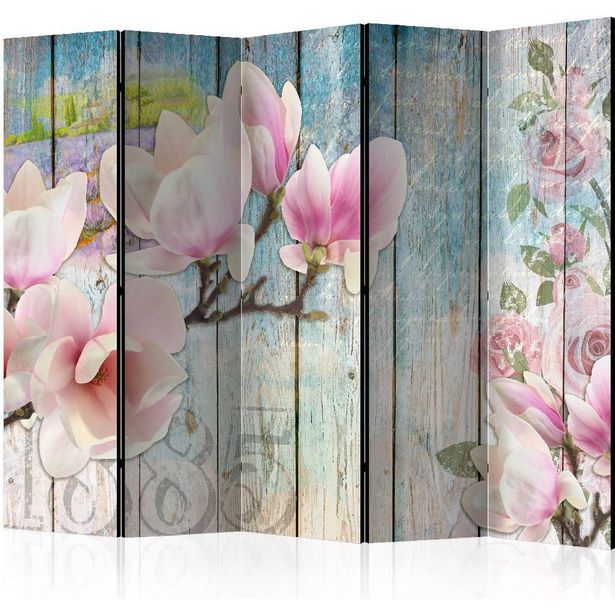 Sermi Artgeist Pink Flowers on Wood II, 225x172cm
