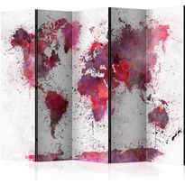 Sermi Artgeist World Map: Red Watercolors II, 225x172cm