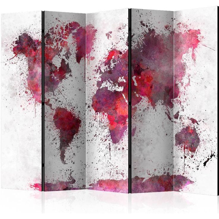 Sermi Artgeist World Map: Red Watercolors II, 225x172cm