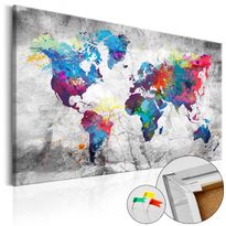 Korkkitaulu Artgeist World Map: Grey Style, eri kokoja