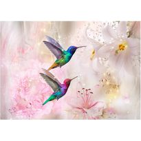 Kuvatapetti Artgeist Colourful Hummingbirds, vaaleanpunainen, eri kokoja
