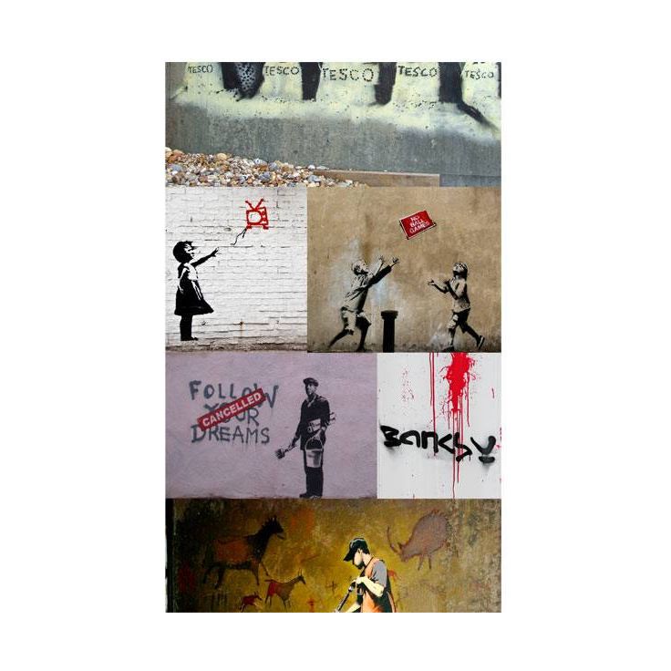 Tapetti Artgeist Banksy - a collage, 50x1000cm