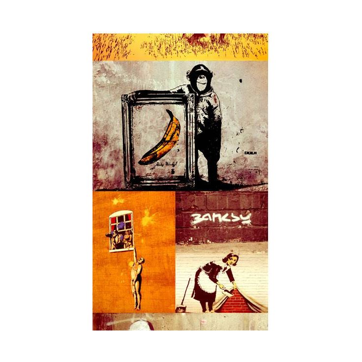 Tapetti Artgeist Collage - Banksy, 50x1000cm