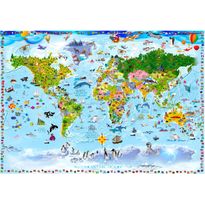 Sisustustarra Artgeist World Map for Kids, eri kokoja
