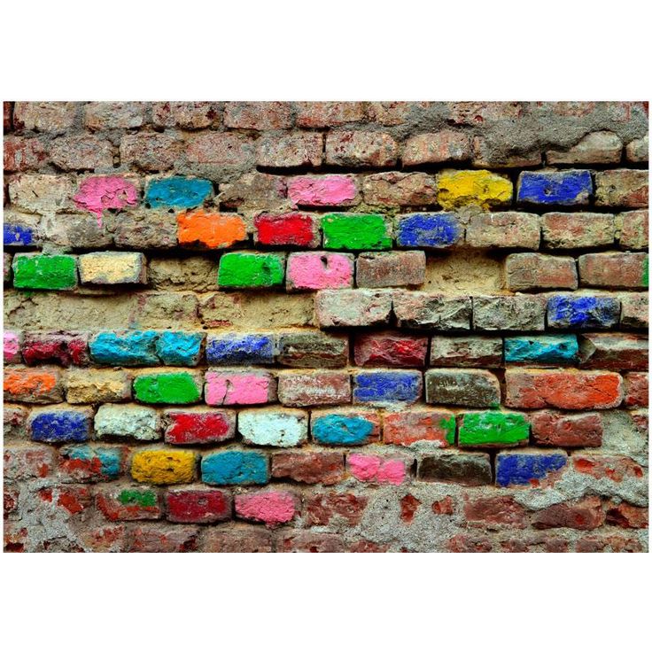 Sisustustarra Artgeist Colourful Bricks, eri kokoja