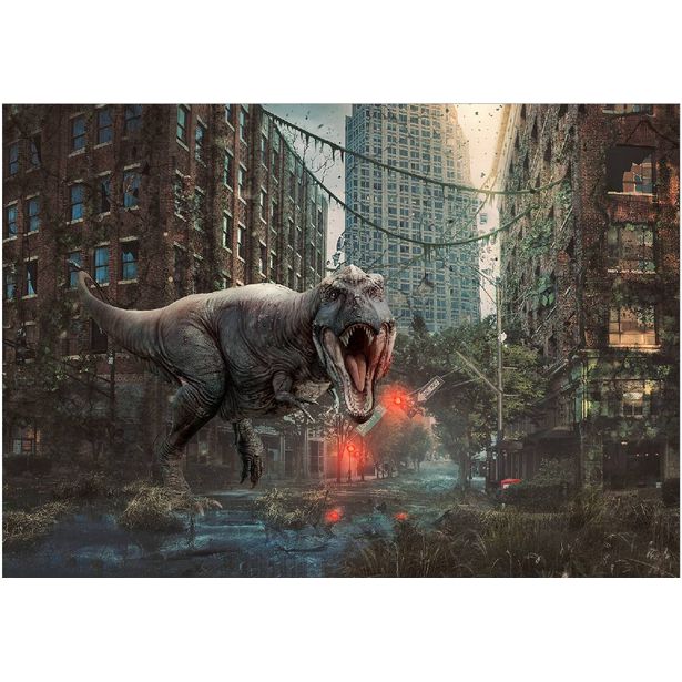 Sisustustarra Artgeist Dinosaur in the City, eri kokoja