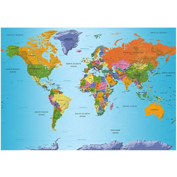 Sisustustarra Artgeist World Map: Colourful Geography, eri kokoja