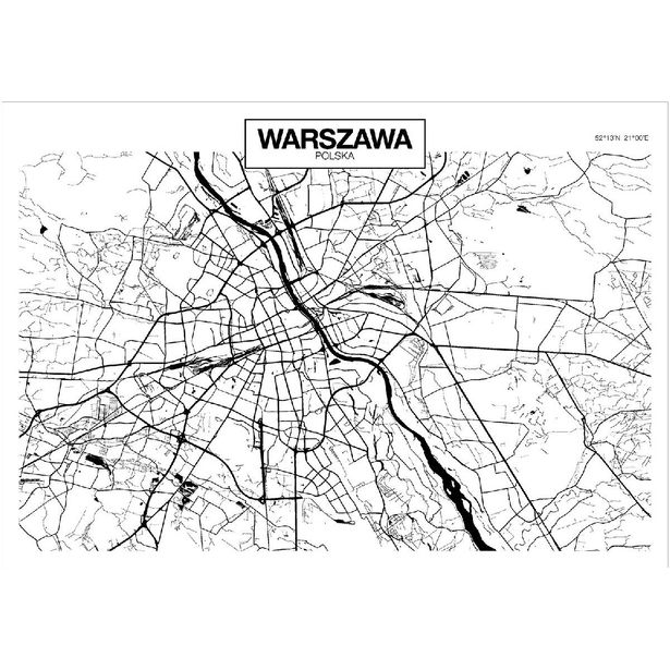 Sisustustarra Artgeist Warsaw Map, eri kokoja
