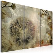 Canvas-taulu Artgeist Vintage, clock and orchid, 3-osainen, eri kokoja