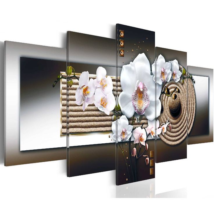 Taulu Artgeist Orchid and zen garden - brown eri kokoja