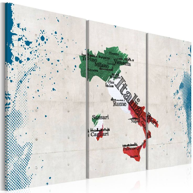 Taulu Artgeist Kartta Italia 3-osainen eri kokoja