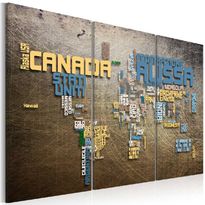 Canvas-taulu Artgeist Maailmankartta, italiankielinen, 3-osainen, eri kokoja