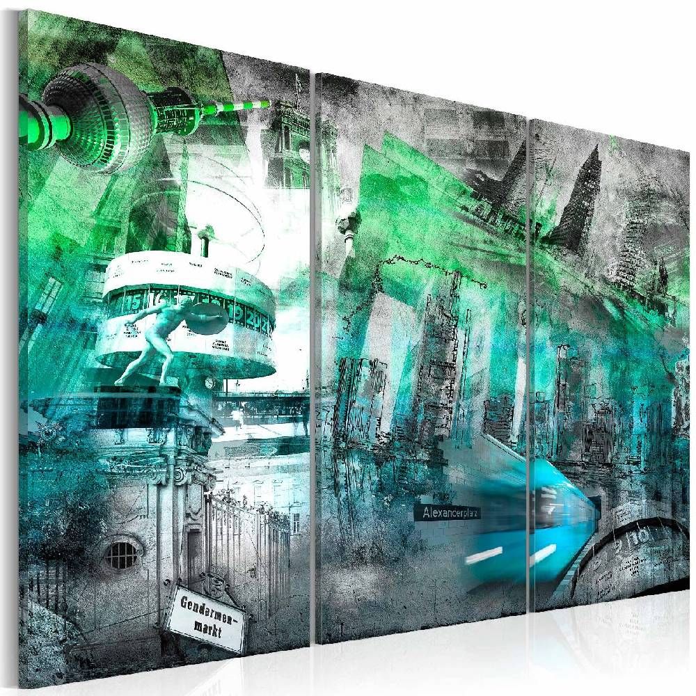 Canvas-taulu Artgeist Berlin - architecture, vihreä, 80x120cm