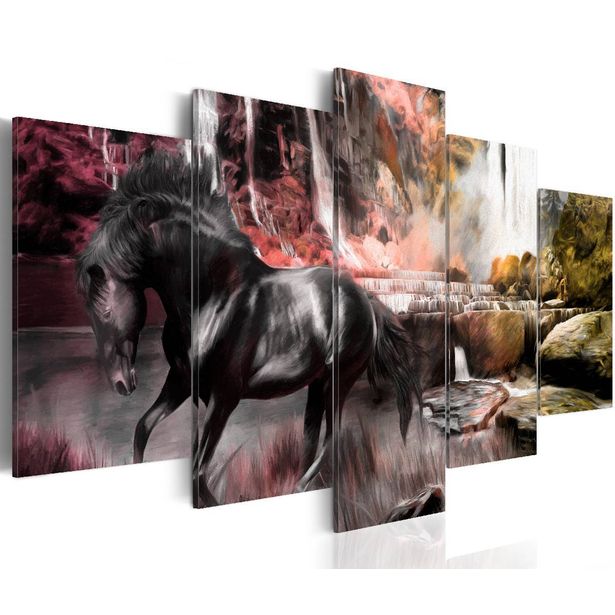 Taulu Artgeist Black horse on crimson sky background eri kokoja