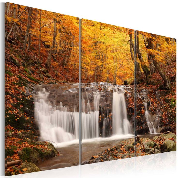 Taulu Artgeist A waterfall in the middle of fall trees eri kokoja