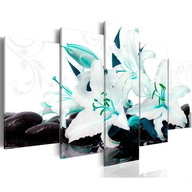 Taulu Artgeist Turquoise lilies and stones eri kokoja