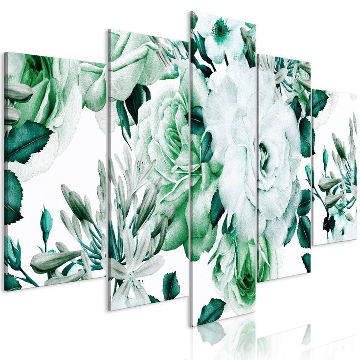 Taulu Artgeist Rose Composition Green 5-osainen leveä eri kokoja
