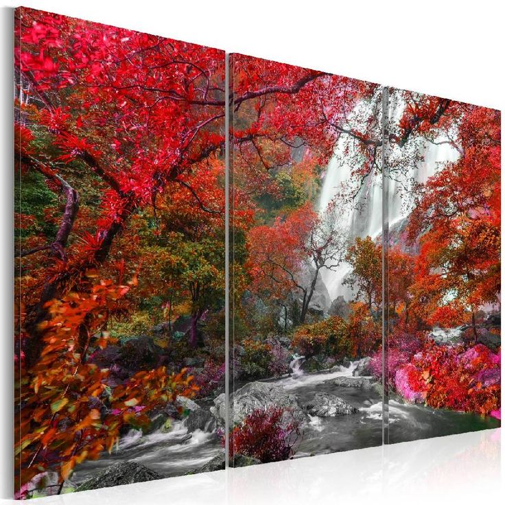 Taulu Artgeist Beautiful Waterfall: Autumnal Forest eri kokoja