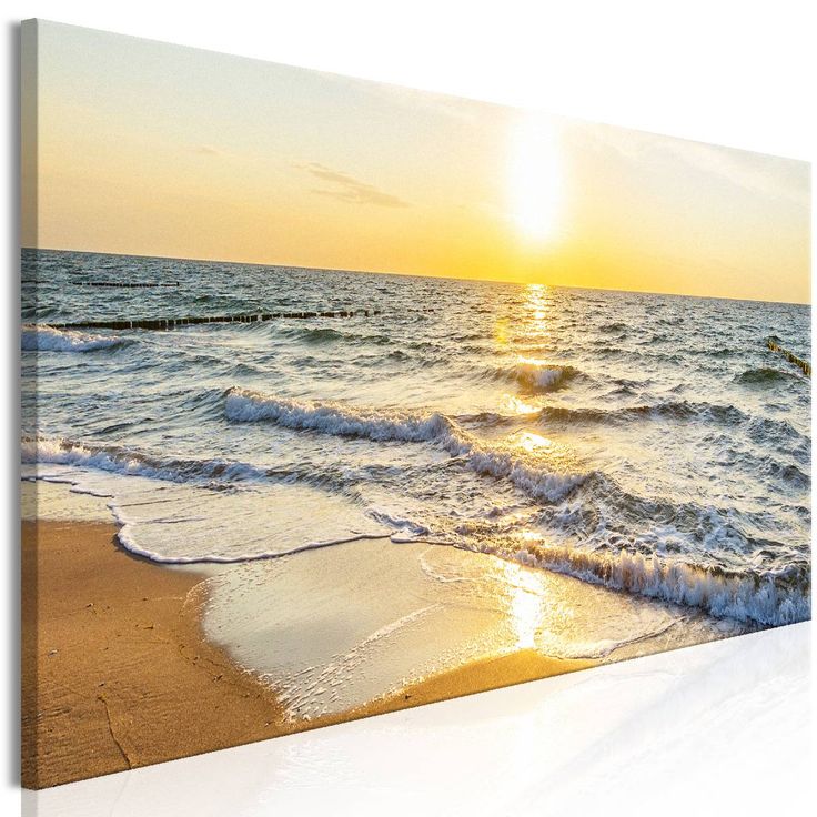 Taulu Artgeist Calm Waves Golden 1-osainen kapea eri kokoja