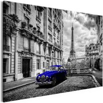 Canvas-taulu Artgeist Car in Paris Blue, 1-osainen, leveä, eri kokoja