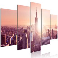 Canvas-taulu Artgeist Sun over Manhattan Orange, 5-osainen, leveä, eri kokoja