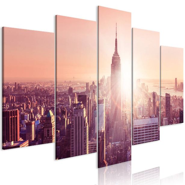 Taulu Artgeist Sun over Manhattan Orange 5-osainen leveä eri kokoja
