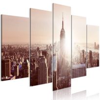 Canvas-taulu Artgeist Sun over Manhattan Brown, 5-osainen, leveä, eri kokoja