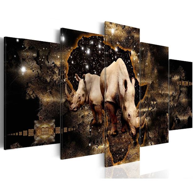 Taulu Artgeist Golden Rhino 5-osainen leveä eri kokoja