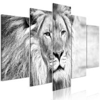 Canvas-taulu Artgeist The King of Beasts mustavalkoinen, 5-osainen, leveä, eri kokoja