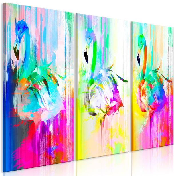 Taulu Artgeist Colourful Flamingos 3-osainen eri kokoja