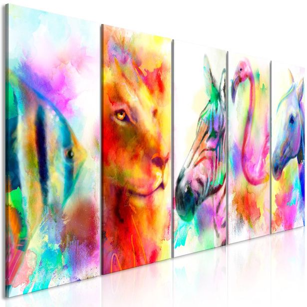 Taulu Artgeist Rainbow Watercolours 5-osainen kapea eri kokoja