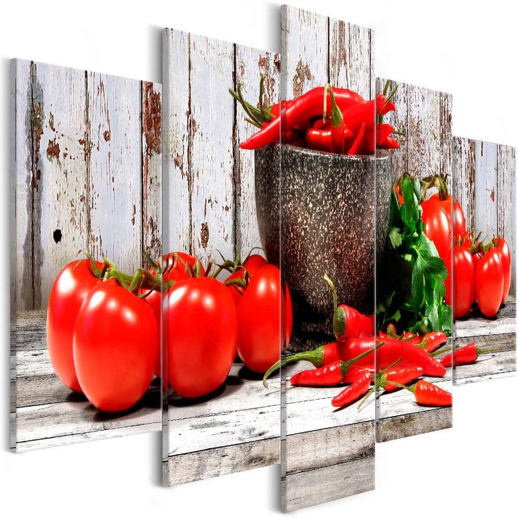 Taulu Artgeist Red Vegetables Wood 5-osainen leveä eri kokoja