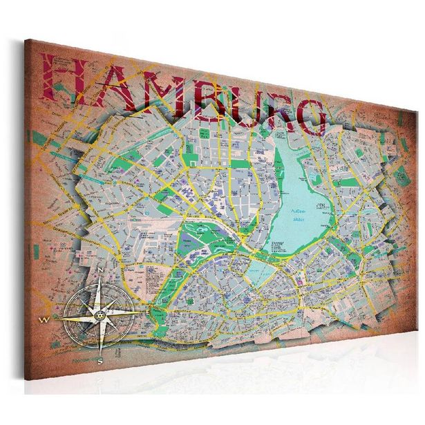 Taulu Artgeist Map of Hamburg eri kokoja