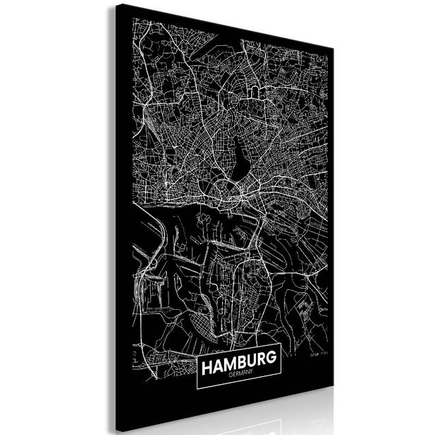 Taulu Artgeist Dark Map of Hamburg 1-osainen pystysuuntainen eri kokoja