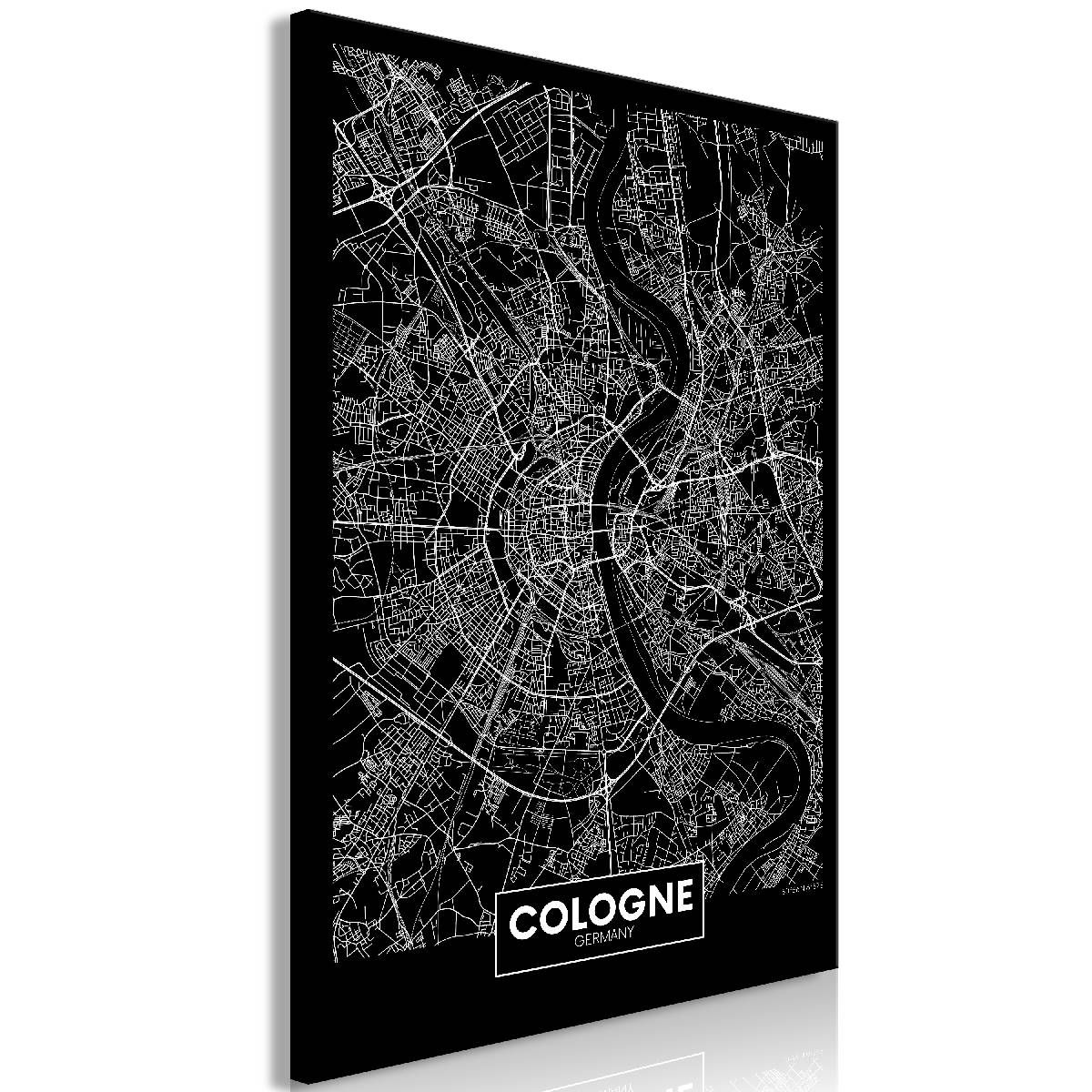 Taulu Artgeist Dark Map of Cologne, 1-osainen, pystysuuntainen, 90x60cm