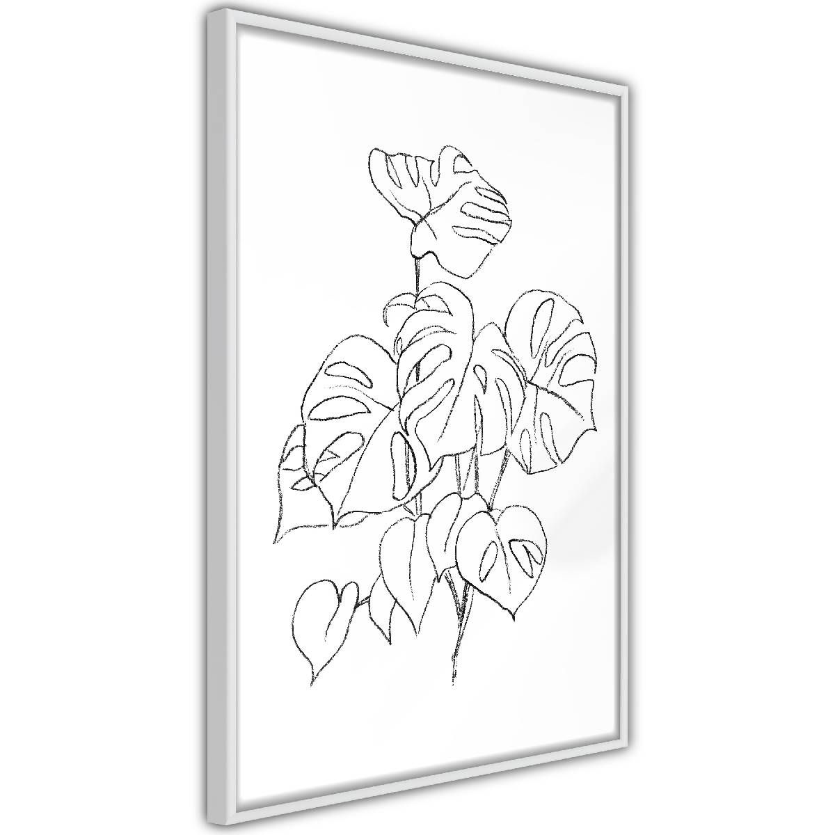 Juliste Artgeist Monochrome Monstera, musta kehys, 30x20cm