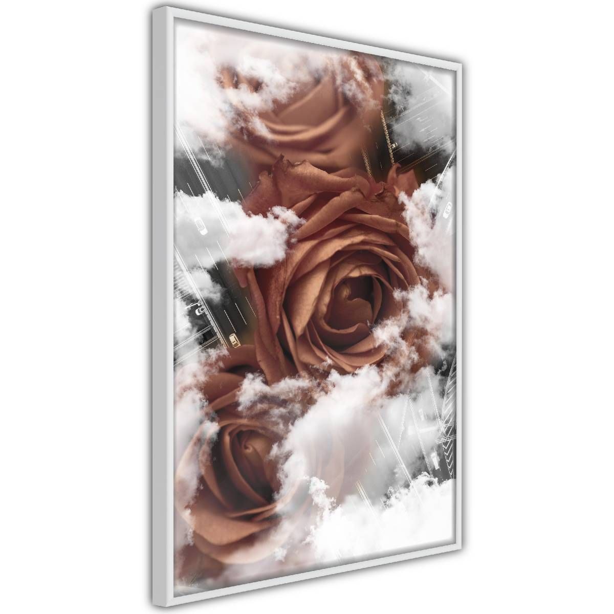 Juliste Artgeist Roses in the Clouds, musta kehys, 30x20cm