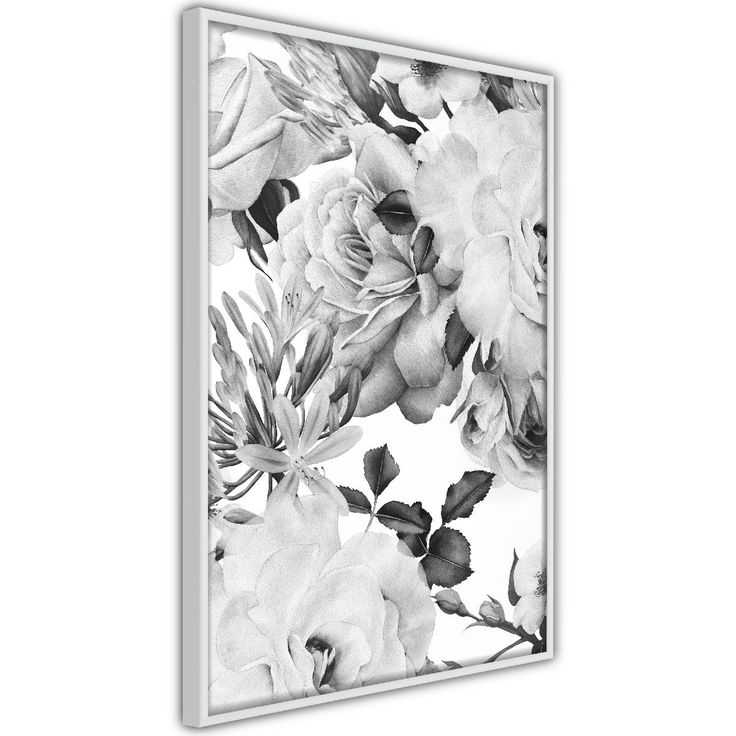 Juliste Artgeist Monochrome Flowers, kehyksillä, eri kokoja