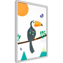 Juliste Artgeist Toucan And Butterflies, kehyksillä, eri kokoja