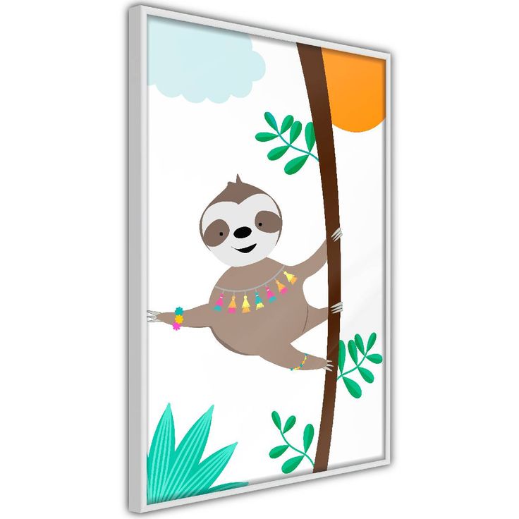 Juliste Artgeist Happy Sloth, kehyksillä, eri kokoja