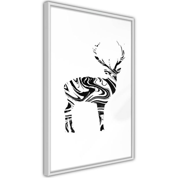 Juliste Artgeist Black and White Deer, kehyksillä, eri kokoja