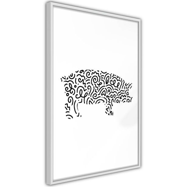 Juliste Artgeist Black and White Piggy, kehyksillä, eri kokoja