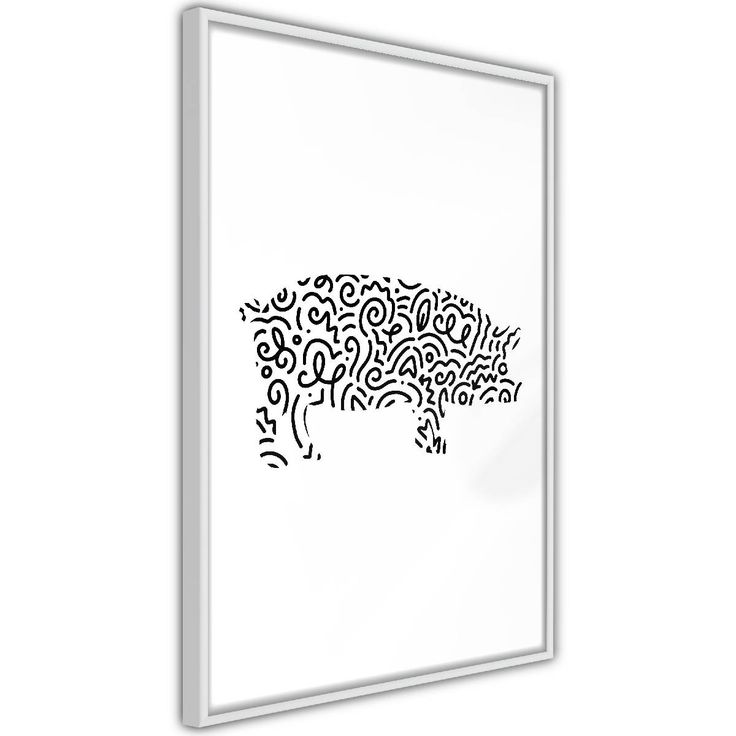 Juliste Artgeist Black and White Piggy, kehyksillä, eri kokoja