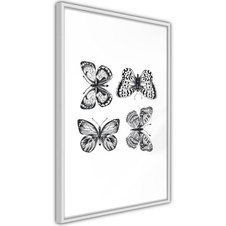 Juliste Artgeist Four Butterflies, kehyksillä, eri kokoja