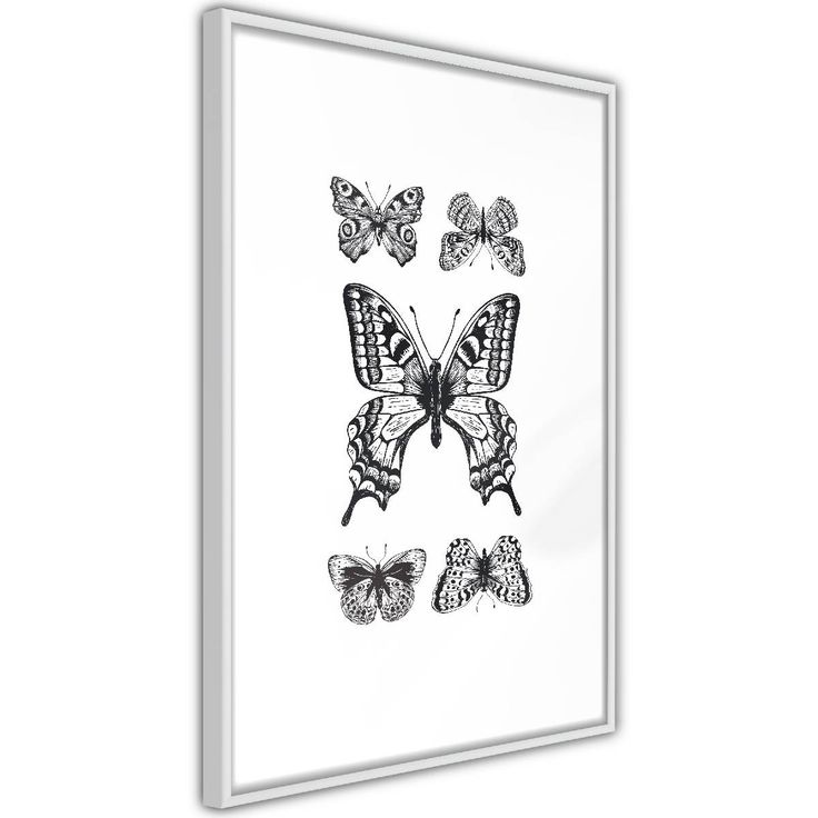 Juliste Artgeist Five Butterflies, kehyksillä, eri kokoja