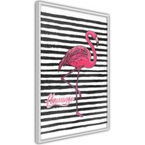 Juliste Artgeist Black Stripes and Flamingo, kehyksillä, eri kokoja