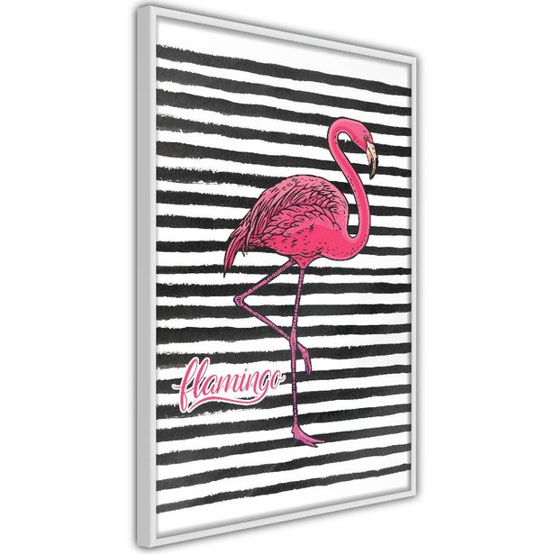 Juliste Artgeist Black Stripes and Flamingo, kehyksillä, eri kokoja